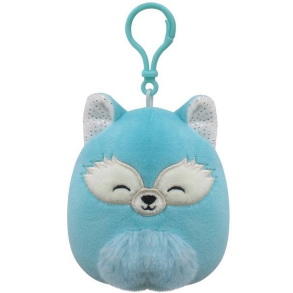 NWT Dabney the teal fox with silver sparkle ears kellytoy squishmallow c…